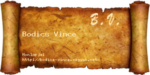 Bodics Vince névjegykártya